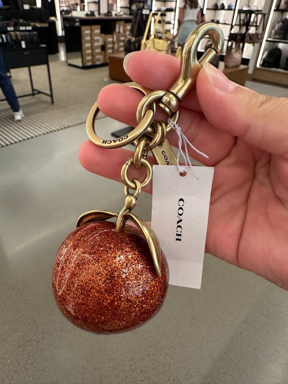 NWT! Coach CBX51 The Summer Turned Pretty™ Peach Bag Charm Keychain In Red/Gold - Picture 2 of 7